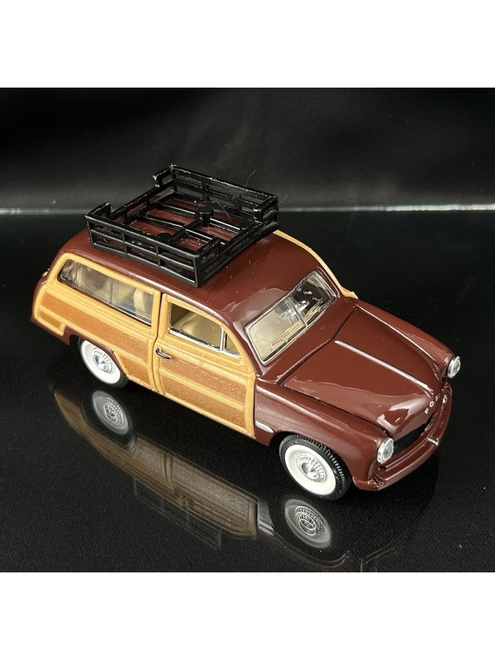 Sunnyside 1949 Ford Woody Wagon Diecast Car Brown 1:38 Red Roof Rack Read